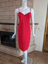 La Perla Vintage Red Open Back Criss-Cross Slip Dress IT 46 Made in Italy