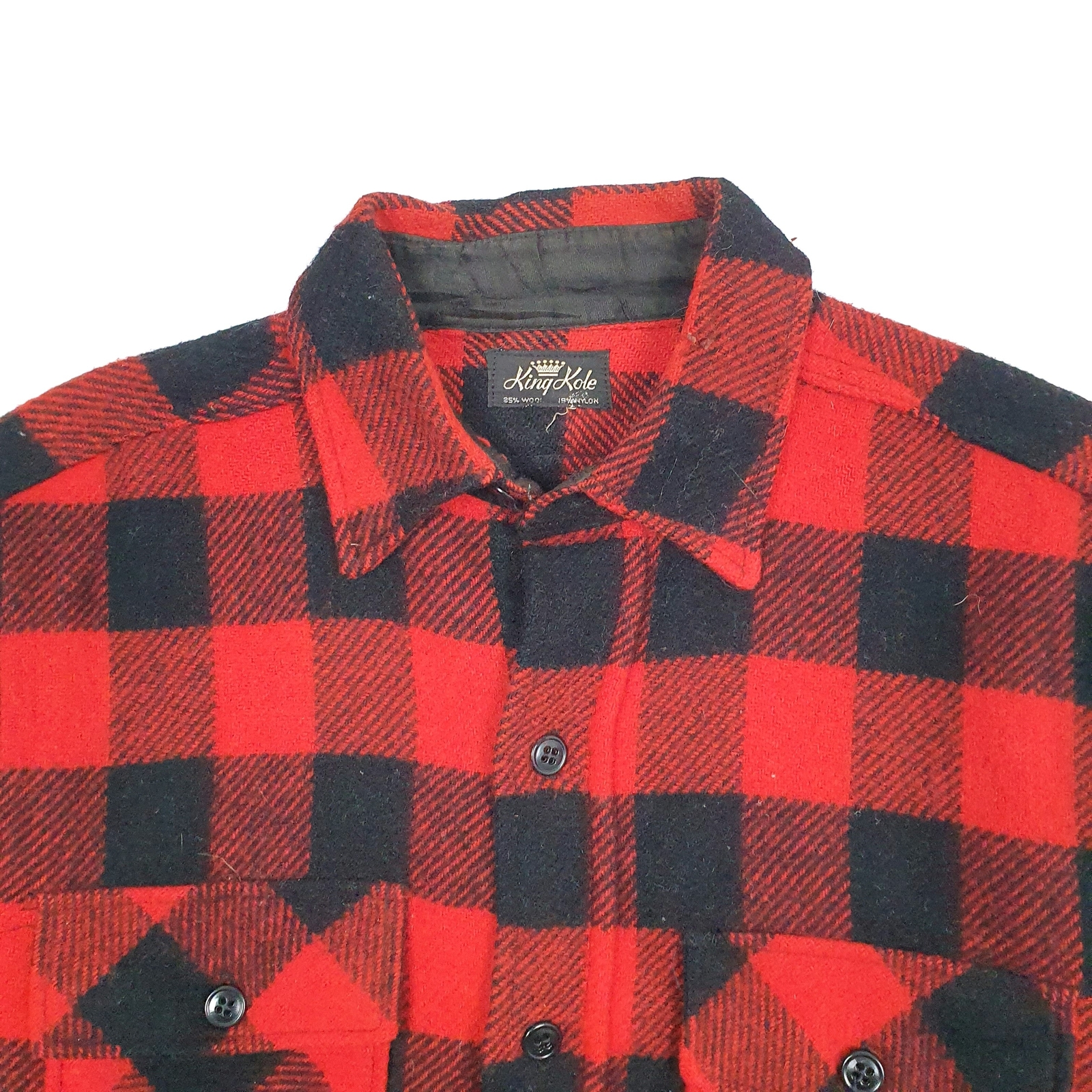 KING KOLE Wool Jacket Coat Vintage 1950s Plaid Shirt Shacket Cruiser Mens M image 2