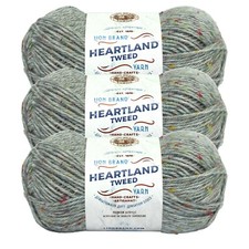 3 Pack Lion Brand Yarn 136-350D Heartland Yarn, Mount Rainier Tweed
