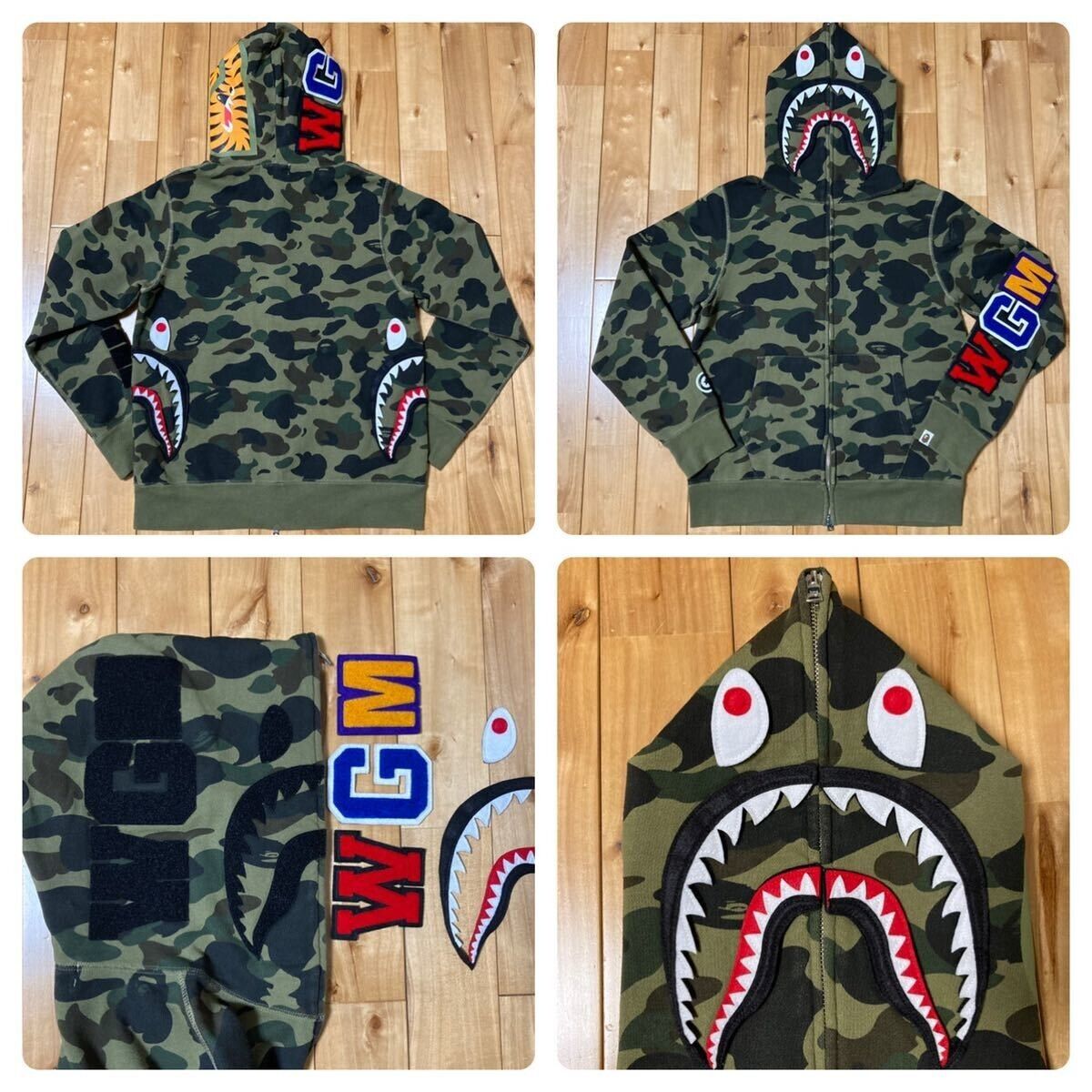 BAPE DETACHABLE Shark full zip hoodie 1st camo green A BAPE DETACHABLE Shark full zip hoodie 1st camo green A