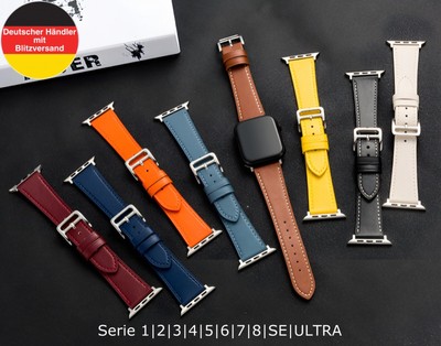 Uhrenarmband Leder Soft für Apple Watch 1-6 7 8 9 SE ULTRA Armband iWatch Uhr