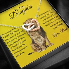 To My Daughter Necklace, Xmas Gift For Daughter From Dad, Daughter Father Lion