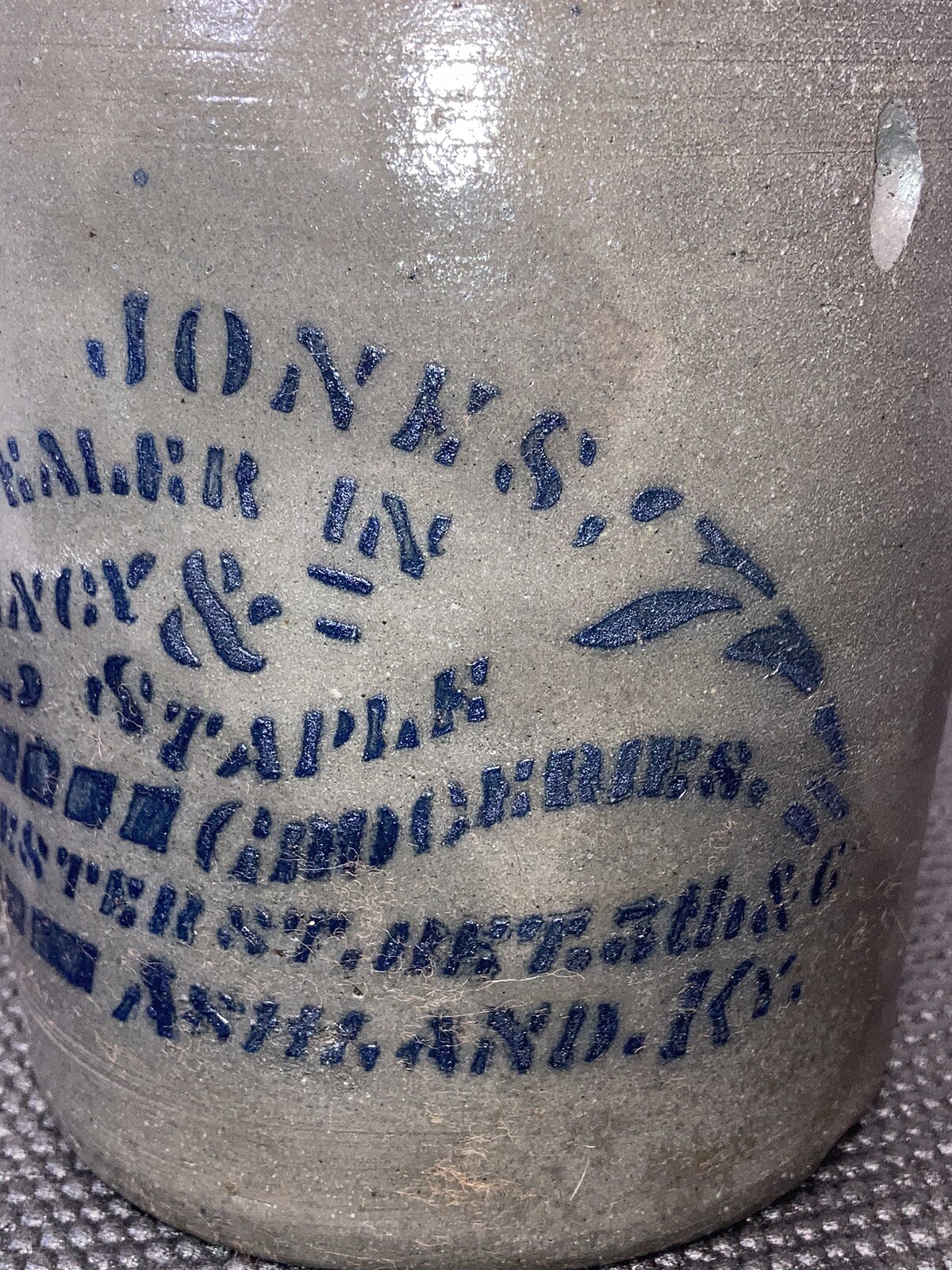 Rare 8in Antique Neal Jones Ashland KY Stoneware Crock 1800s KENTUCKY