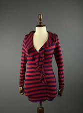 Ladies Ralph Lauren Blue Red Stripe Long Sleeve V-Neck Dress Size S