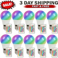 10 PACK 16 Colorful RGBW LED Light Bulb Bright Party Disco Club Lamp w/ Remote
