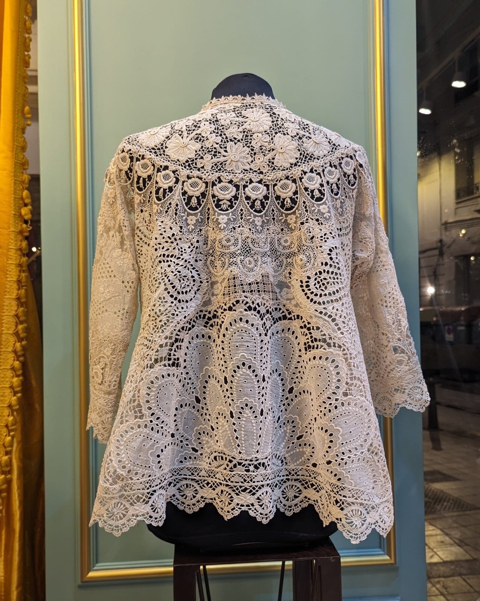 フランスアンティーク 1900s Edwardian lace jacket ANTIQUE EDWARDIAN HAND MADE MIXED LACE JACKET | eBay