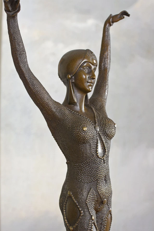 Bronzeskulptur Tänzerin Schlangenkostüm Chiparus Art Deco Bronze Starfish Frau - Bild 3 von 4
