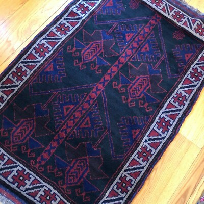 Handmade Afghan Kazakh Accent Rug 3x4, Geometric Design, Tribal Patterns Nomadic