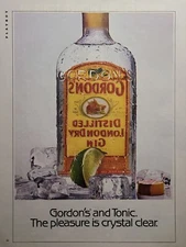 Gordon's Gin Tonic Lime Ice Bar Cocktail 1980's Vintage Print Ad 1983 **Read**