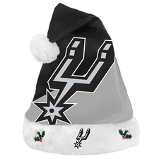 San Antonio Spurs Team Big Logo Holiday Plush Santa Hat Christmas New! SH18