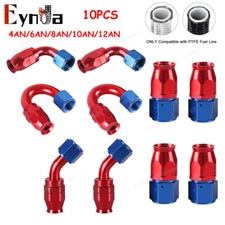 10PCS 4AN 6AN 8AN 10AN 12AN PTFE Fuel Hose End Fitting Adapter Kit For E85 Line