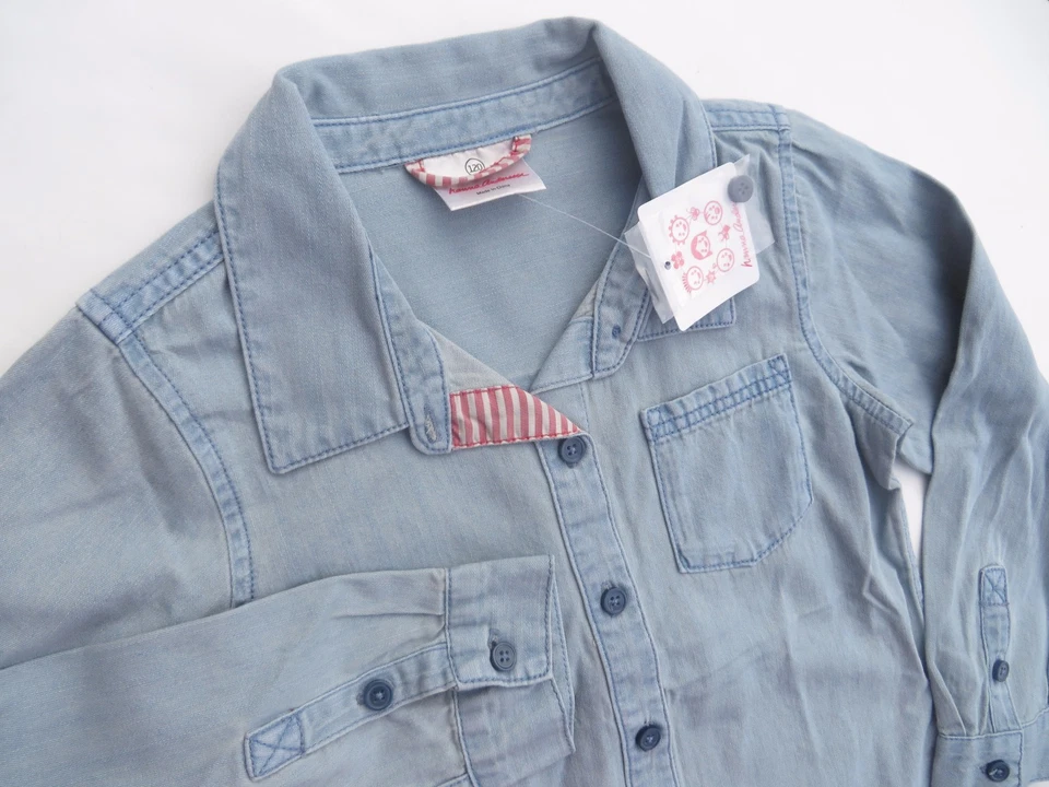 Camisa Hanna Andersson 140 10 Niñas Denim Azul Claro Algodón NUEVA 10 Lavado Claro Nueva Con Etiquetas Foto 3 de 4