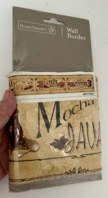 New 15' Roll Vtg HOME TRENDS Wallpaper WALL BORDER Pasted MOCA JAVA Coffee BEIGE