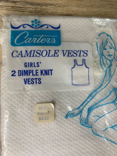 Vintage Old Stock 2 Carter's Girls Camisole Vests Size 6 Dimple Knit VTG NEW NIP - Picture 2 of 6
