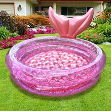 Kiddie Swimming Pool, Inflatable Mermaid Pool, Indoor Outdoor Ball Pit for Kids