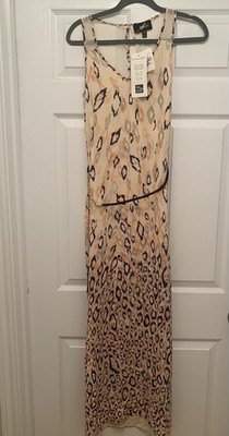 NWT $253 Akiko 100% Silk Dress XS Pastel Cheetah Belt purple Saks 5th Avenue