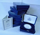 2010-W $1 Proof American Silver Eagles in Original Box w/ COA, Lot of 7