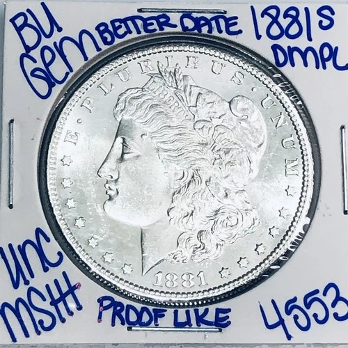 1881 S BU UNCIRCULATED MORGAN SILVER DOLLAR AUTHENTIC U.S.MINT FREESHIPPING 4553