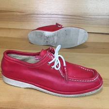 Vintage Mens Johnston & Murphy After Hours Red  Boat Loafer Sz 9.5W Vibram