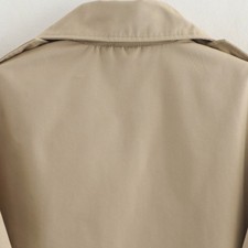 Womens Double Breasted Solid Color Jacket Casual Cuffed Sleeves Polyester