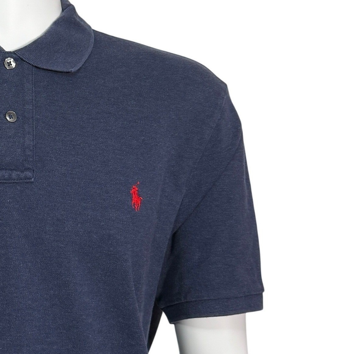 Polo Ralph Lauren Men's Navy Blue Stretch Mesh Polo Shirt Red Pony Logo Size XL