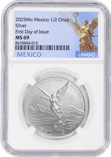 2025 Mexico Silver Libertad 1/2 oz 1/2 Onza NGC MS69 FDI