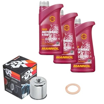 K&N Ölfilter Set MANNOL 10W40 3L für Yamaha YZF 600 R Thunder Cat 4TV Bj.1996