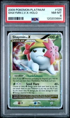 2009 POKEMON PLATINUM #126 SHAYMIN LV.X-HOLO PSA 8