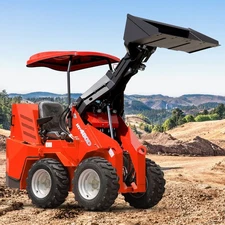480D Ride-On Wheeled Mini Skid Steer Loader 23HP+Stump grinder+straight digger