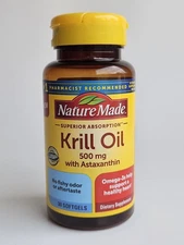 Nature Made Krill Oil with Astaxanthin 500 mg - 30 Softgels - No Fishy Odor