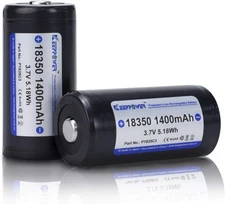 Keeppower Protected 18350 Li-ion Rechargeable Battery Button Top 3.7V... 