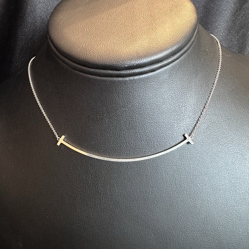 TIFFANY & Co. - STERLING SILVER LARGE SMILE NECKLACE / 16''- 18'' LONG