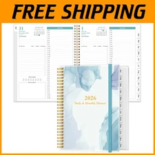 Planner 2026 - January to December, Blue Watercolor