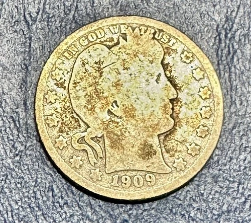 1909-O Barber Quarter. 90% Silver. Good Condition. Charity Auction. ￼