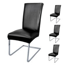PU Leather Dining Chair Covers Removable00 Waterproof Chair Covers 1 4 Black