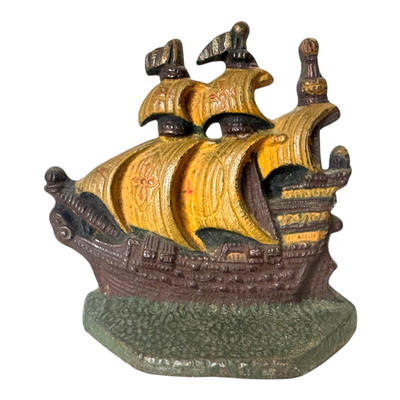Vintage Hubley Style Cast Iron Nautical Boat Ship Doorstop