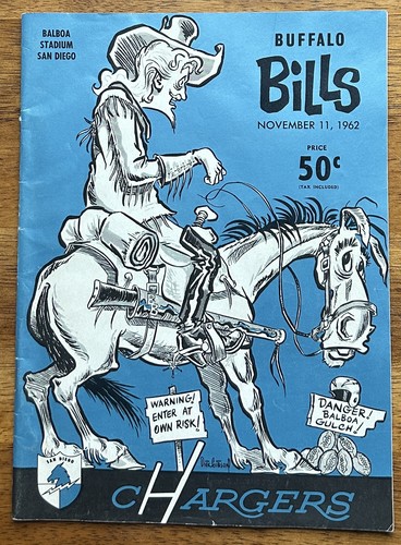 1962 BUFFALO BILLS AT SAN DIEGO CHARGERS AFL FOOTBALL PROGRAM BALBOA STADIUM 