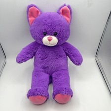Build a Bear Plum Kitty Plush, Purple Pink Ears, Soft Stuffed Animal, 15"