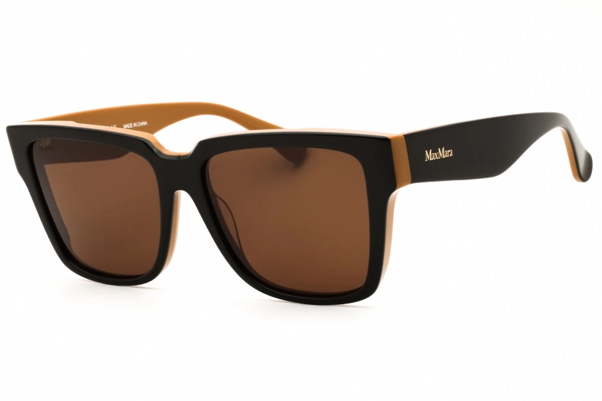Max Mara SPARK1 MM0075 52P Shield Sunglasses - Dark Havana / Green Max Mara Edna Alt Fit Sunglasses MM0087-F 52E Dark Havana  main image 3