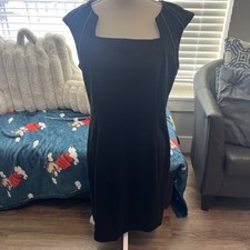 Calvin Klein Black Dress - Size 12 - 77% Polyester 20% Rayon 3% Spandex
