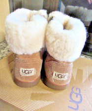 CHILDS UK 6 UGG BOOTS TAN SUEDE CHILDRENS WINTER BOOTS ZIP UP GIRL BOY