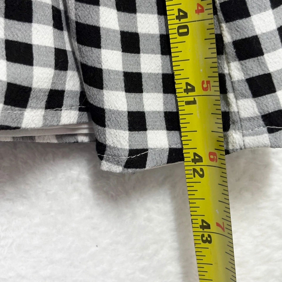 Ann Taylor 黑色白色格子迷笛连衣裙 V 领纽扣前领带尺寸 4 — 第 4/4 张图片