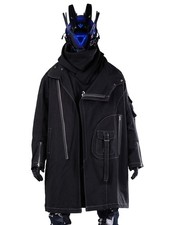 Niepce Men's Techwear Long Black Utility Jacket Cyberpunk Long Windbreaker