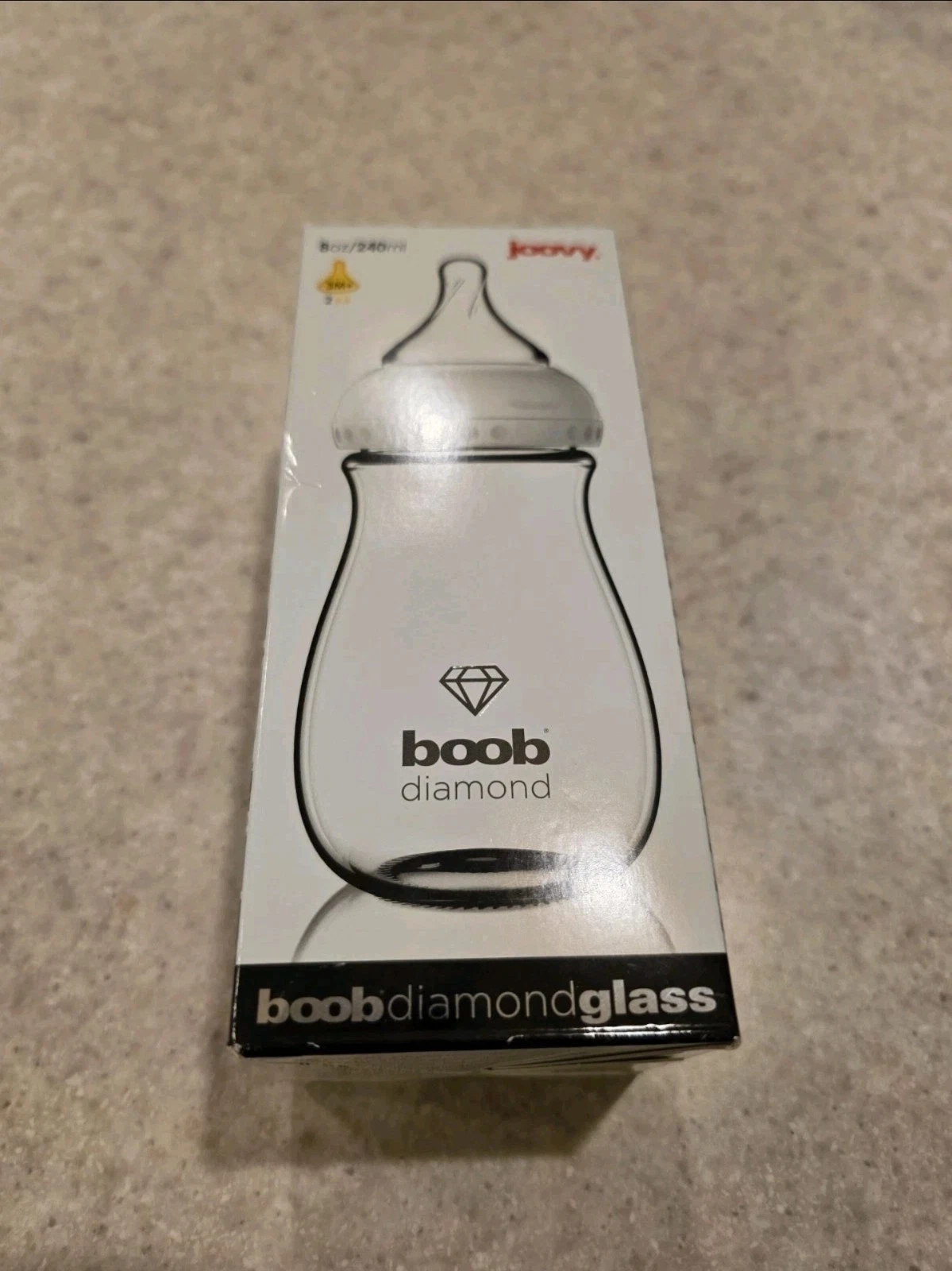 joovy boob diamond glass 8oz/240ml 3months+ baby bottle
