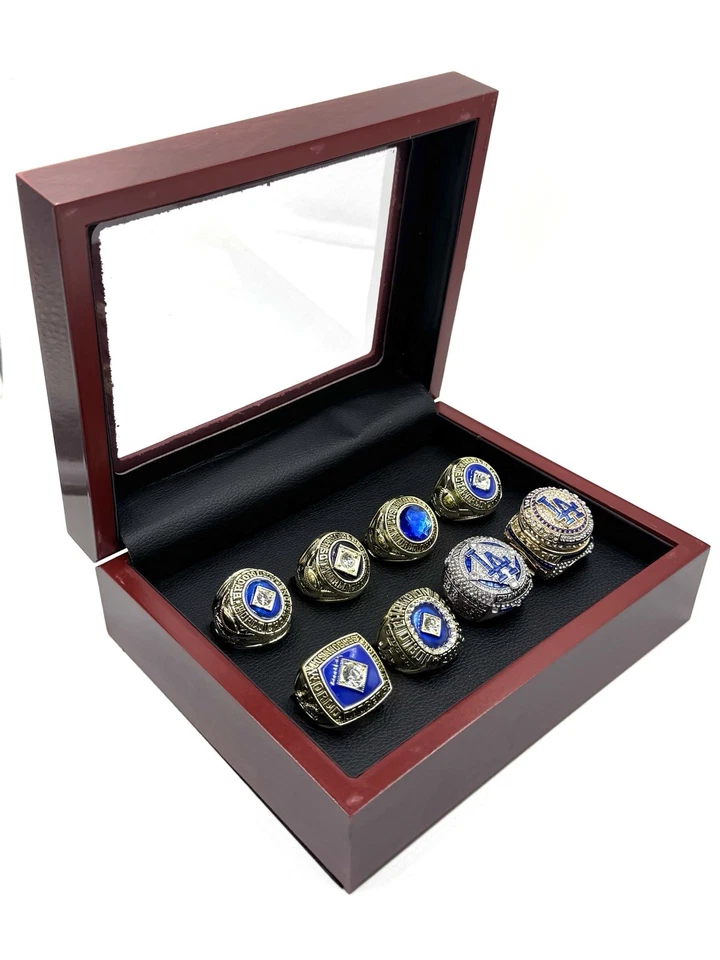 NOVO CONJUNTO DE ANÉIS LOS ANGELES DODGERS ALL 8 WORLD SERIES KOUFAX KERSHAW OHTANI + ESTOJO - Imagem 4 de 4