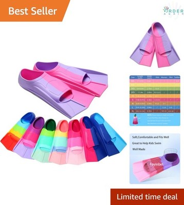 Kids Swim Fins Short Youth Flippers for Training and Dive Swimming