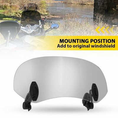 #ad Motorcycle Adjustable Clip On Windshield Extension Spoiler Windscreen Deflector $19.99
