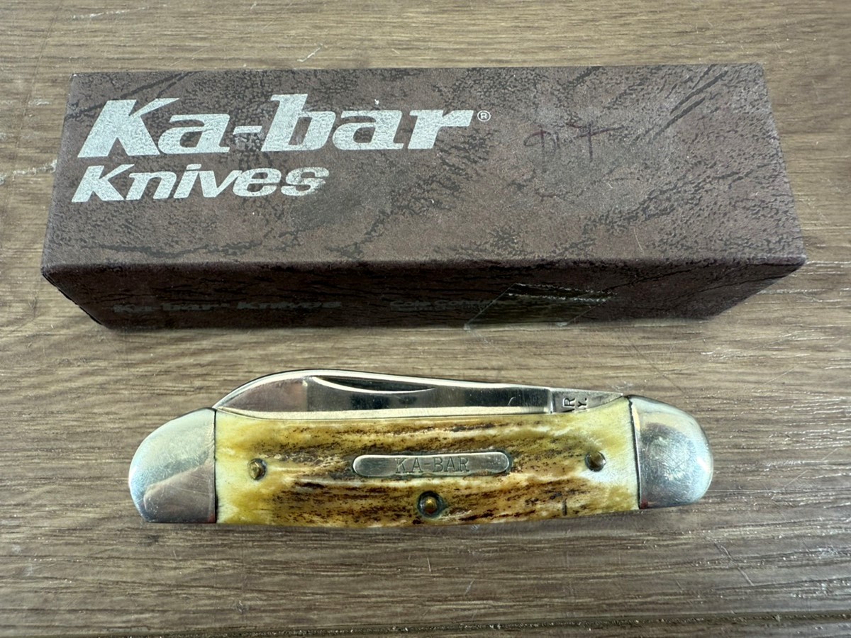 KA-BAR KNIVES COLLECTOR CLUB UCC STAG CANOE 2 BLADE FOLDING KNIFE (WCP036382)
