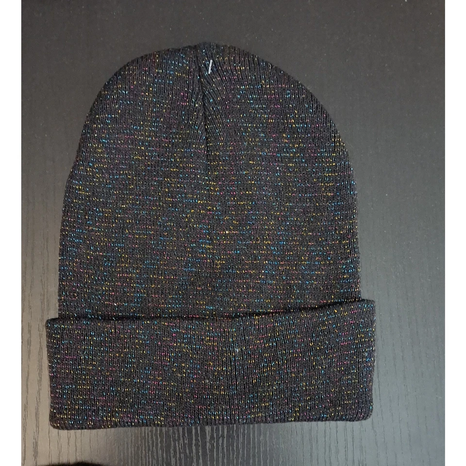 3 sombreros gorro tobogán tejido de invierno color liso con hilos brillantes arco iris OSFM Foto 3 de 4