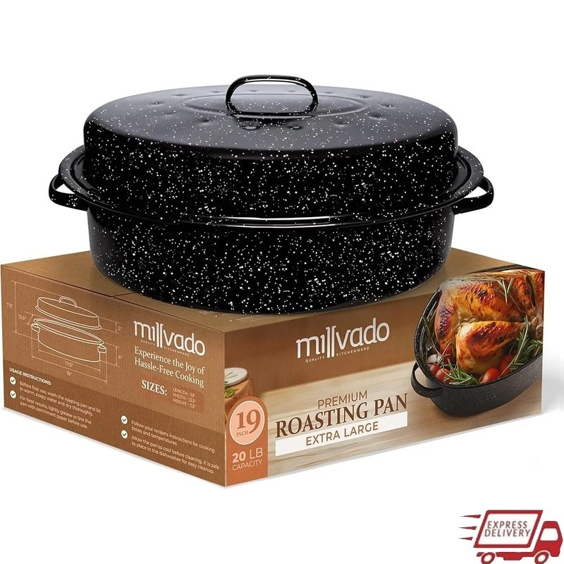 Extra Large Nonstick Roasting Pan W/ Domed Lid Turkey Chicken Beef Cooking New